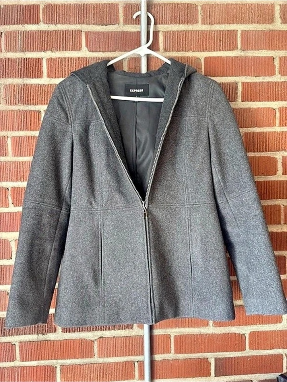Express Gray Zip Front Blazer Size 3/4 Like New